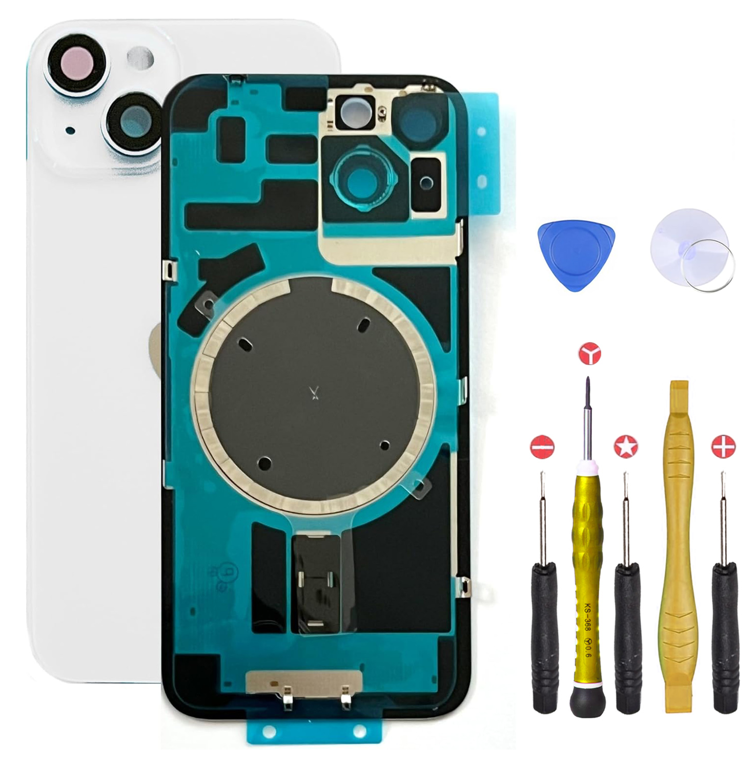 01 Vitre Arriere iPhone 14 Blanc complet copy