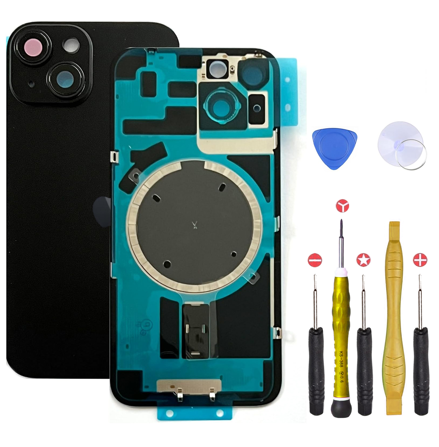 01 Vitre Arriere iPhone 14 Noir complet copy