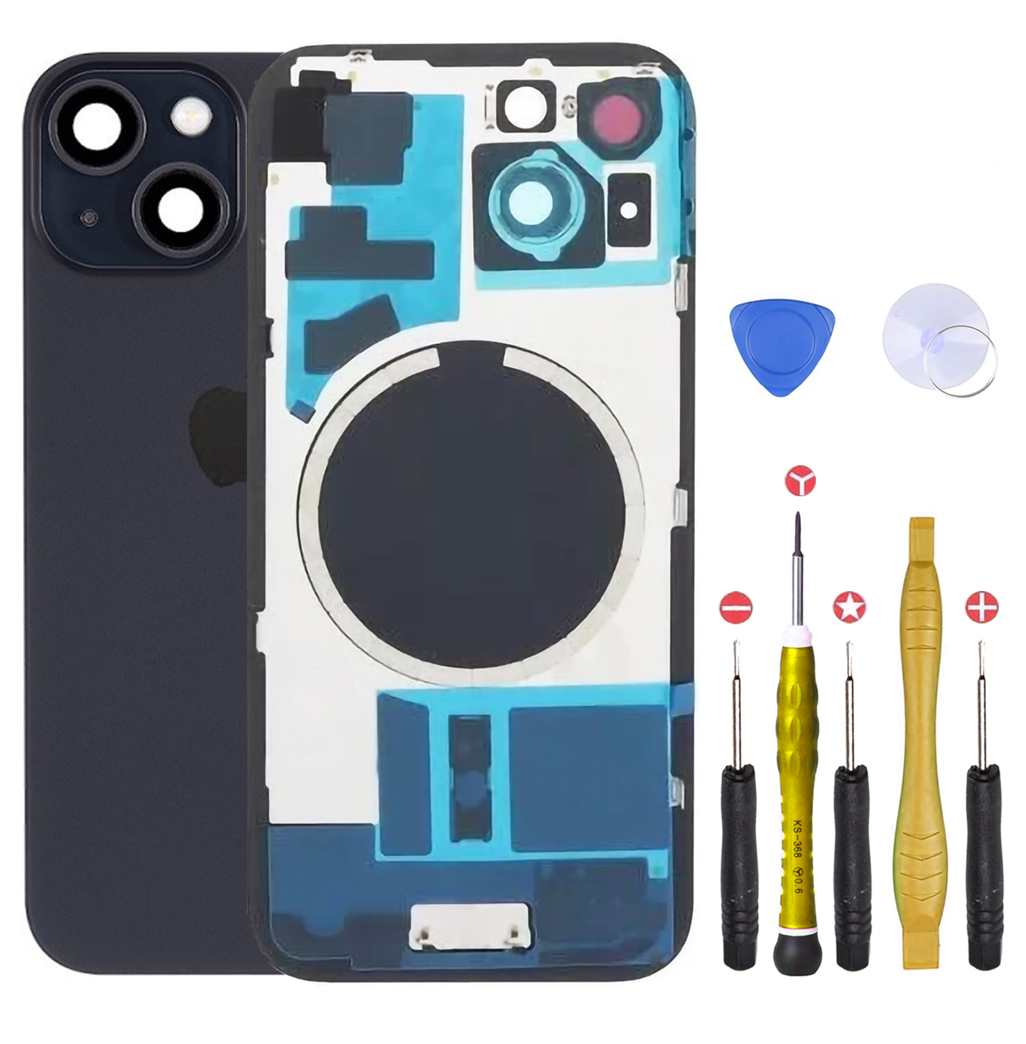 01 Vitre Arriere iPhone 15 Noir complet copy 2