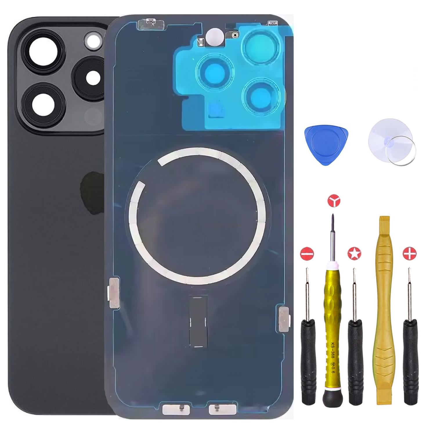 01 Vitre Arriere iPhone 15 Pro Max Noir complet copy