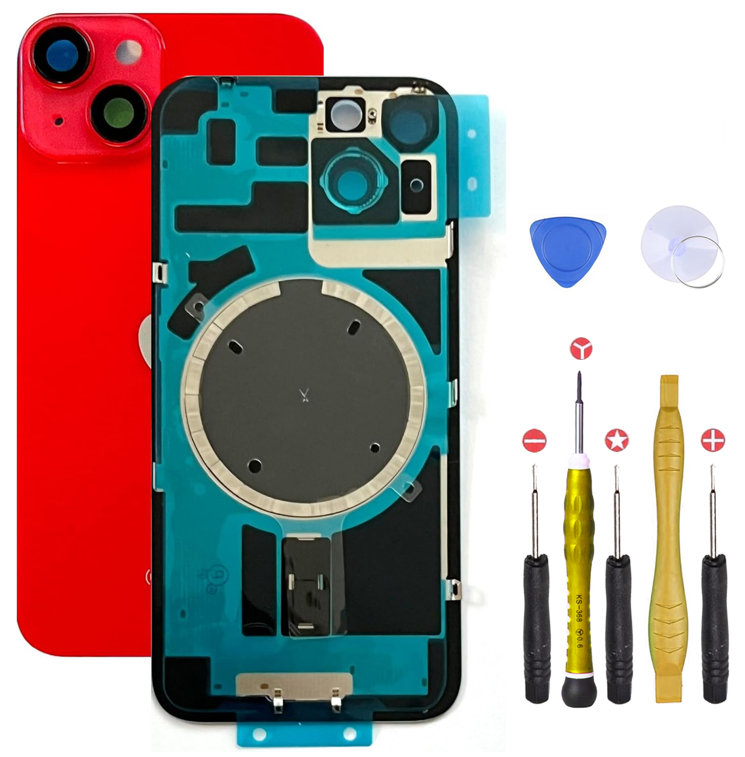 02 Vitre Arriere iPhone 14 Rouge complet copy