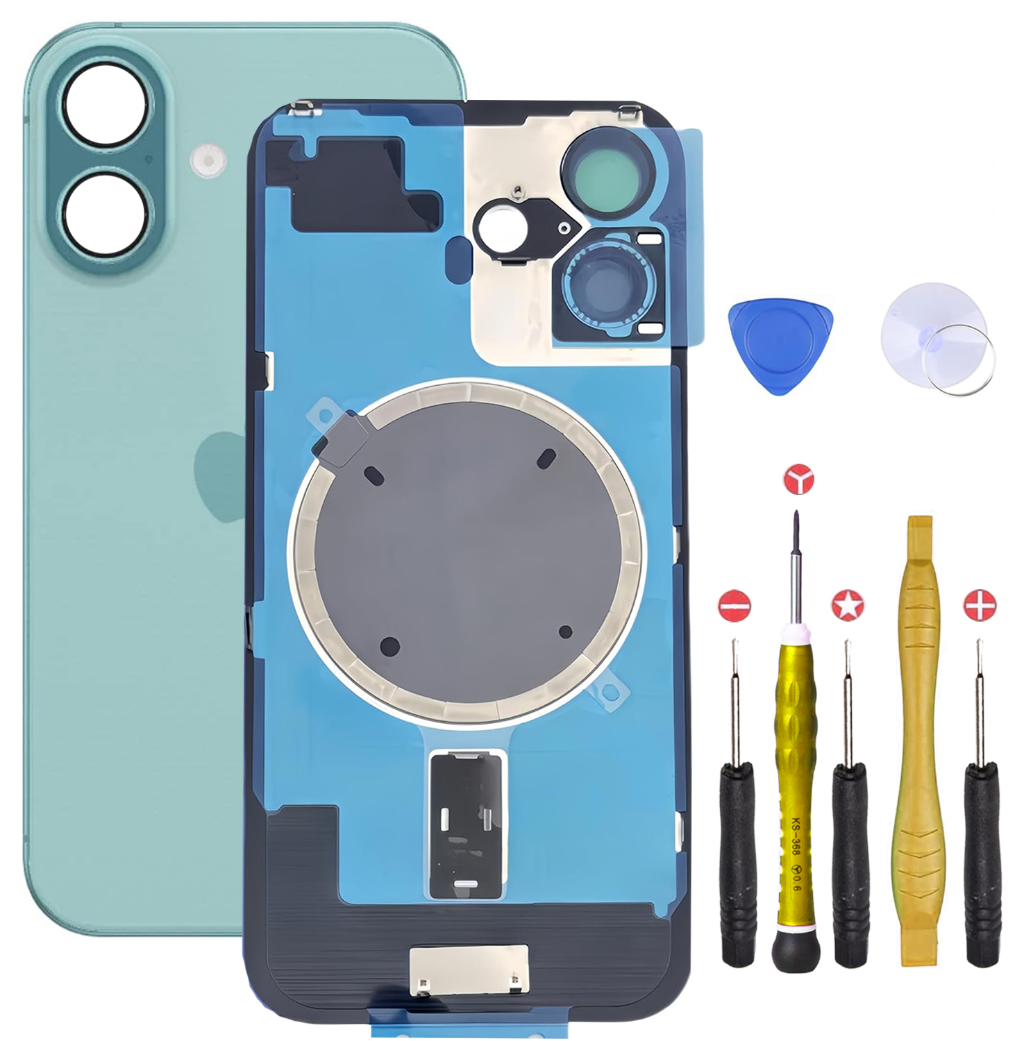 03 Vitre Arriere iPhone 16 Vert Sarcelle copy