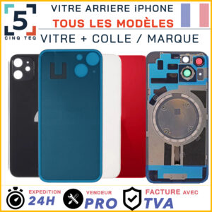 Vitre Arriere Compatible iPhone X XR XS 11 12 13 14 15 16 17 Pro Max Plus logo