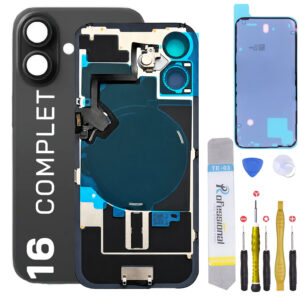 Vitre Arriere Remplacement iPhone 16 Complet NFC Flash Joint + Kit
